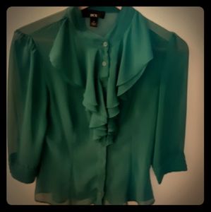BCX teal blouse